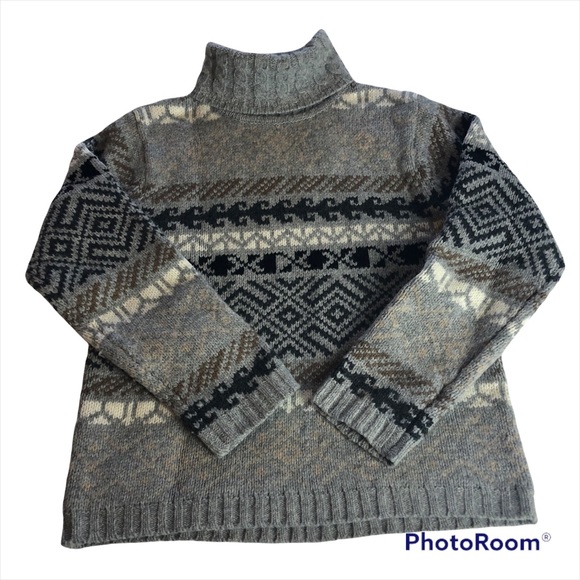 NEWTON TRADING CO Vintage 100% Wool Turtleneck Sweater southwestern stripe M - Picture 1 of 12